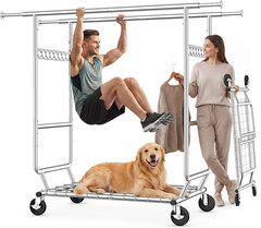 Clothes Rack Heavy Duty Clothing Rack Load 650 LBS Collapsible Garment Rack with