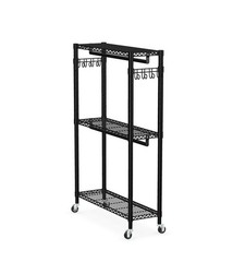 VIPEK Black Metal Clothes Rail Rack, Adjustable Shelves, Wheels, 45×17.7×80.3″