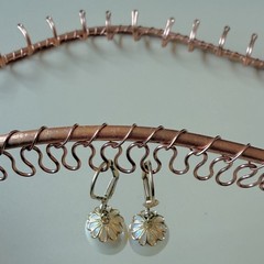 Handmade Copper Tone Wire Earring & Necklace Display Jewelry Organizer Set of 2