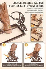 NEW 3 Pair Boot Rack Adjustable Freestanding Metal Cowboy Boot Organizer