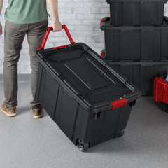 Sterilite 1469 40 Gal. Wheeled Industrial Tote – Black, 2 Pack (14699002)