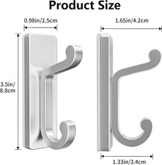 Silver Self Adhesive Hooks – Stick on Hanger, Hold 13Lbs, 4 Pack.