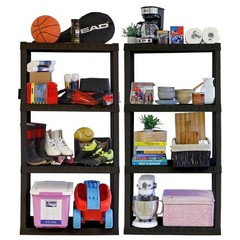Hyper Tough Plastic Storage Shelves Garage Shelving Unit 4-Tier 57″H x 14″D x 30