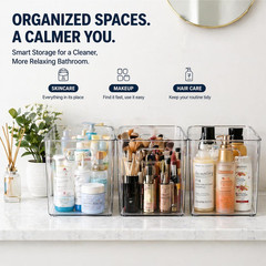 6 Pack Clear Organizer Bins 11X8X6In Pantry Organizers and Storage | Clear Conta