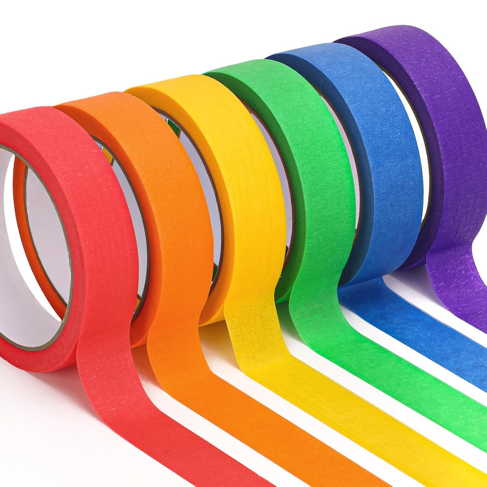 Colored Masking Tape, 6 Rolls, 0.94In X 22Yd (132Yds in Total) Washi Tape, Paint