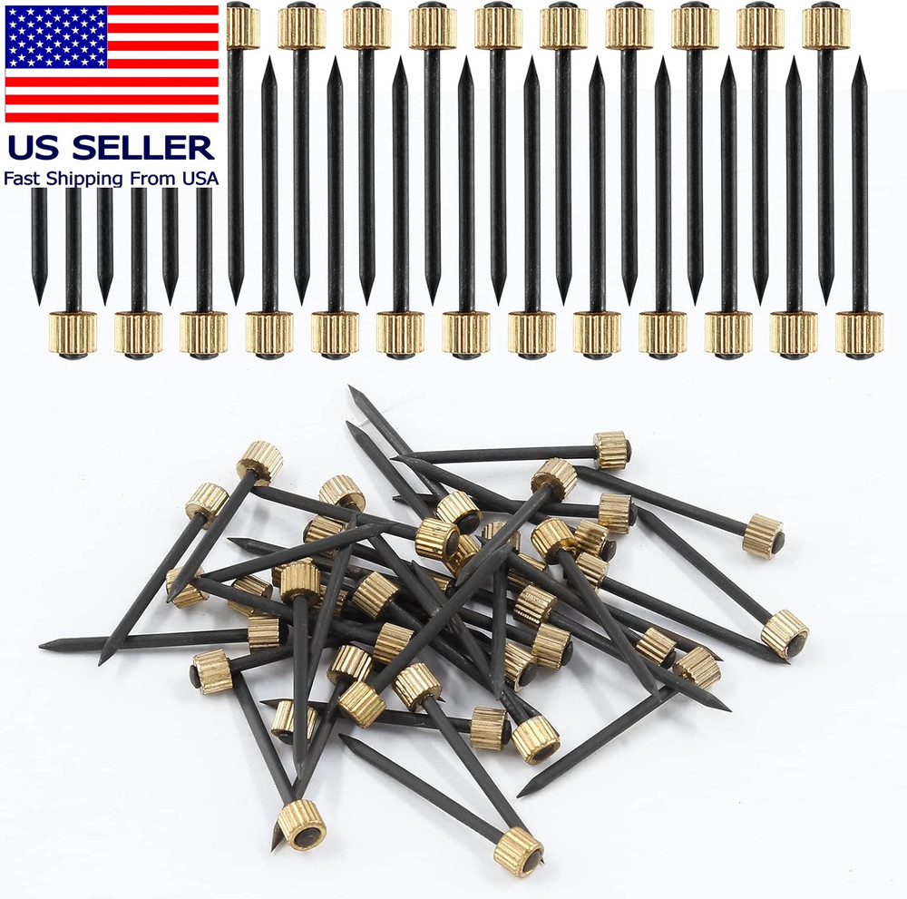 Picture Hanging Nails, Black Steel Nails and Brass Head Frame Hanger Nails 50pcs