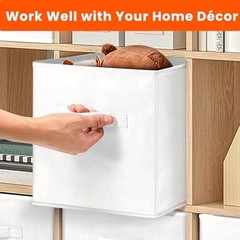 Storage Cubes, 11 Inch Cube Storage Bins for Shelves 10 Pack – 11 inches White