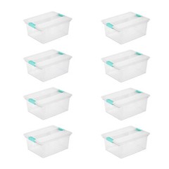 Sterilite Deep Clear Plastic Stackable Storage Bin with Clear Latch Lid, 8 Pack