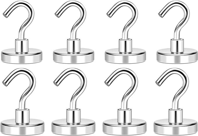 Strong Magnetic Hooks 80lbs for Hanging, Toolbox, Locker, Kitchen 8pcs