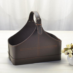 Stylish Coffee Leather Storage Basket – Handmade Organizer for Home & Office