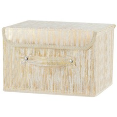Small Decorative Storage Boxes Lid Luxury Metallic Fabric Bins Foldable Gold
