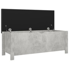 Bowery Hill Medium Concrete Engineered Wood Storage Box with Faux Leather – Grey