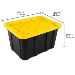 Sterilite 27 Gallon Industrial Stackable Storage Tote Lidded Containers, 4 Pack