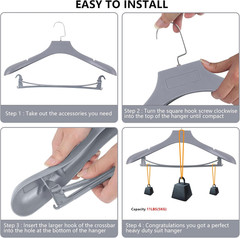 Plastic Extra Wide Shoulder Suit Hangers for Men 15 Pack Width 17.7″, Grey Sweat