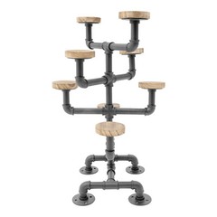 4 Tiers Industrial Hat Display Stand Hat Holder Rack with 8 Round Hangers Black
