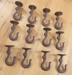 12 Ceiling Hooks Hanging Plant Hook Rustic Cast Iron 4 1/2″ Coat Tow Chain Roof