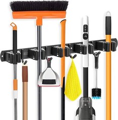 Broom Holder Wall Mount Stainless Steel Heavy Duty Garage Organization Organizer