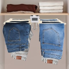 23.2*18.1*3.7in Beige Pull Out Trousers Rack 22 Arms Steel Pull Out Pants Rack