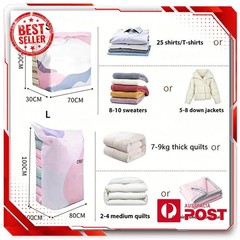 No-Pump Vacuum Storage Bags – Press & Seal Space Saving Compression – Reusable
