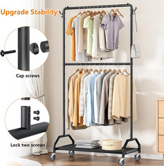 Clothes Rack Double Hanging Clothes Rack Clothing Rack Garment Rack 130LBS Capac