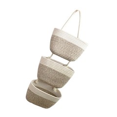 Convenient 3 Layer Cotton Hanging Basket for Storing Spices Toiletries and Files