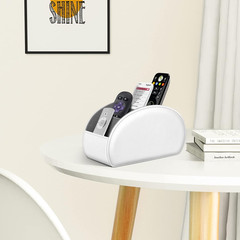 Remote Control Holder, 5 Compartments Vegan Leather TV Remoter Caddy Desktop Org