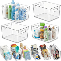 6 Pack Clear Organizer Bins 11X8X6In Pantry Organizers and Storage | Clear Conta