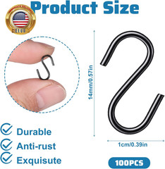100PCS Mini S Hooks, 0.6Inch S-Shaped Hooks Stainless Steel Mini Ornament Hook S