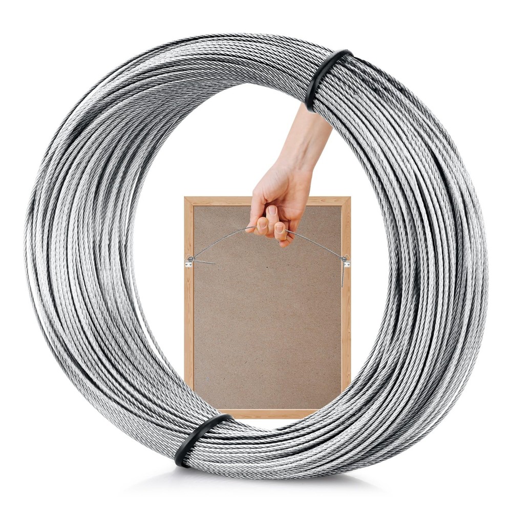 Picture Hanging Wire, 100-Feet Hanging Wire Heavy Stainless Steel line Rope f…