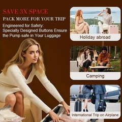15 Pack Travel Vacuum Storage Bags with Rechargeable Air Pump Space Saver Set