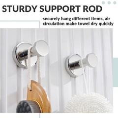 2 PCS Polished Chrome Bathroom Towel Hooks 304 Stainless Steel Round Robe