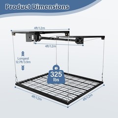 Overhead Garage Ceiling Mounted Storage Rack Lift Heavy-duty Height Adjustable