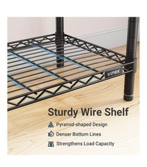 VIPEK Black Metal Clothes Rail Rack, Adjustable Shelves, Wheels, 45×17.7×80.3″
