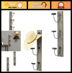 2 Pcs Wall-Mounted Hat Rack – Cowboy Hat Organizer, Cap & Coat Hanger, Vintage G