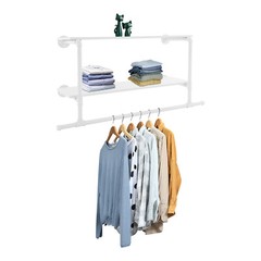 Clothes Display Rack Shelves 2-tier Wall Mounted Garment Rack 42.2*16.5 in 30kg