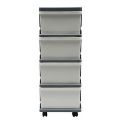 16.5*13.3*34.5in White/ Grey Rectangular PP 4-Drawer Organizer With Tray Top