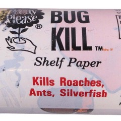 Vtg 1970s Bug Kill Shelf Liner Paper Lot 2 18 in x 14 ft Rolls Mushrooms Plaid