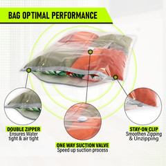 Vacuum Storage Bags – Space Saver for Clothes & Travel with Hand Pump – 12 Pack