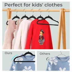 32 PCS 14 Inch Kids Velvet Hangers Closet NonSlip Felt Toddler Black Youth