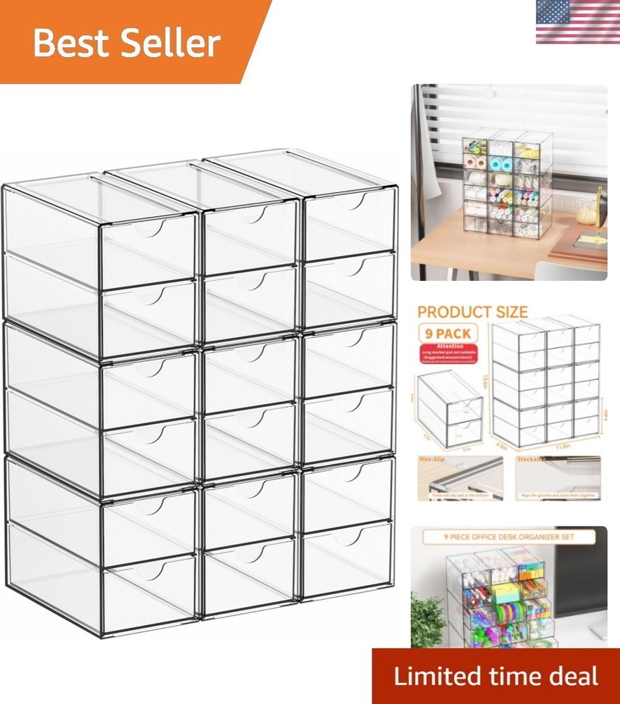 9 Pack Small Acrylic Drawers With 18 Drawers,Clear Drawer Organizers Stackabl…