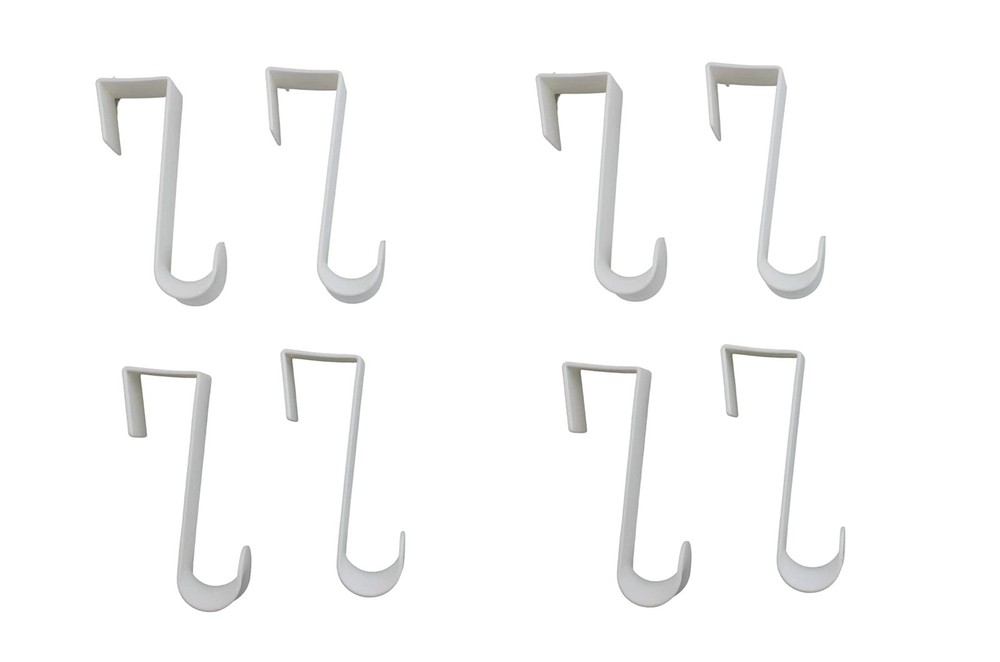 8-Pack Over The Door Plastic Hooks 4.5 Inch Universal Fit Hangers White
