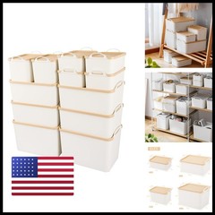 Anminy 12Pcs Plastic Storage Bins Containers Lids Large Storage Organization