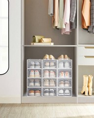 12 Pack Clear Stackable Shoe Storage Boxes Plastic Organizer Dustproof Container