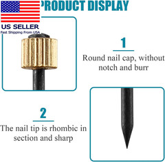 Picture Hanging Nails, Black Steel Nails and Brass Head Frame Hanger Nails 50pcs
