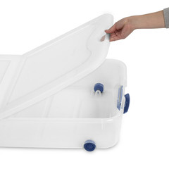 2 Pack Sterilite Underbed Storage Bin 66Qt Wheeled Clear Latching Lid Tote