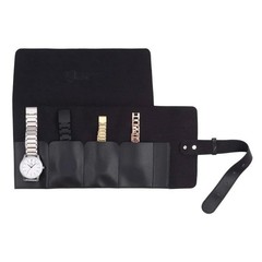 4 Slot Watch Roll Travel Case Vegan Leather Watch Organizer for Men Storage