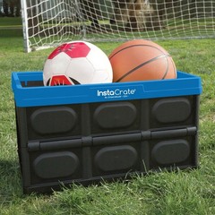 Greenmade Instacrate 12-Gallon Collapsible Plastic Storage Bin Black Blue