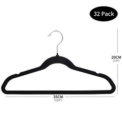 32 PCS 14 Inch Kids Velvet Hangers Closet NonSlip Felt Toddler Black Youth