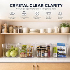 6 Pack Clear Organizer Bins 11X8X6In Pantry Organizers and Storage | Clear Conta