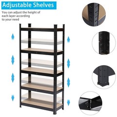 5 Tier Shelf Garage Steel Metal Storage Adjustable Shelve Organizer 150x75x30cm
